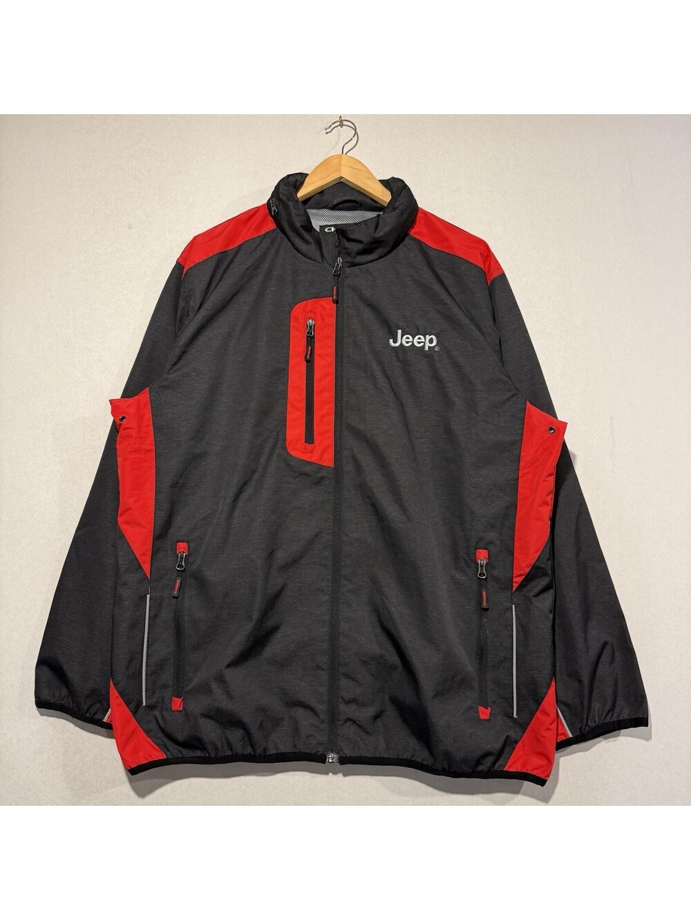 Choko Authentics Jeep Revolution Windbreaker Jacket Men's XL Black Red EUC